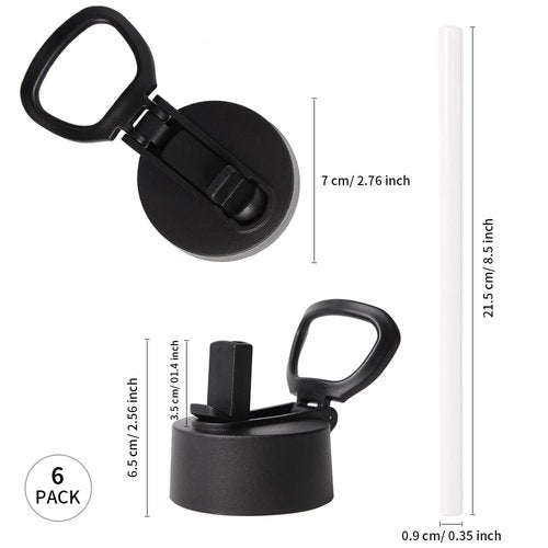 PYD Life 6 Pack Replacement Sippy Up Plastic Lid with Straw and Handle for 17 OZ 25 OZ 30 OZ,18 OZ 22 OZ 32 OZ Sublimation Sports Water Bottles