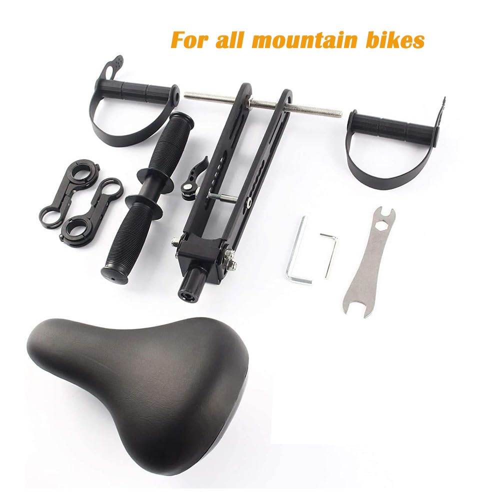 shouldbuy Kids Bike Seat Replacement with Handlebar,Detachable Front Mounted Child Bicycle Seat with Foot Pedals for Children 2~5 Years