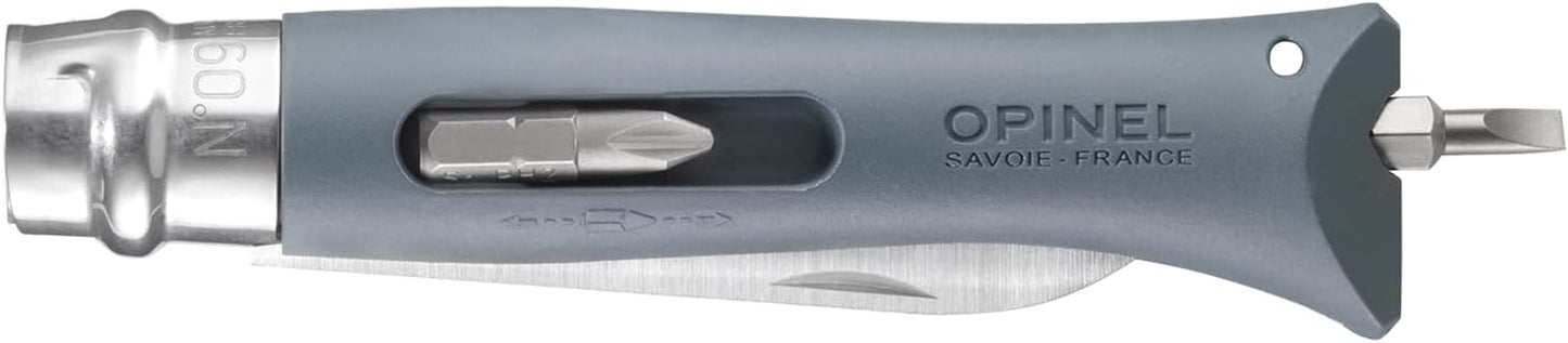 Opinel No.09 DIY - Stainless Steel Folding Pocket Knife and Multi-Tool, Wire Stripper, Screwdriver, Made in France