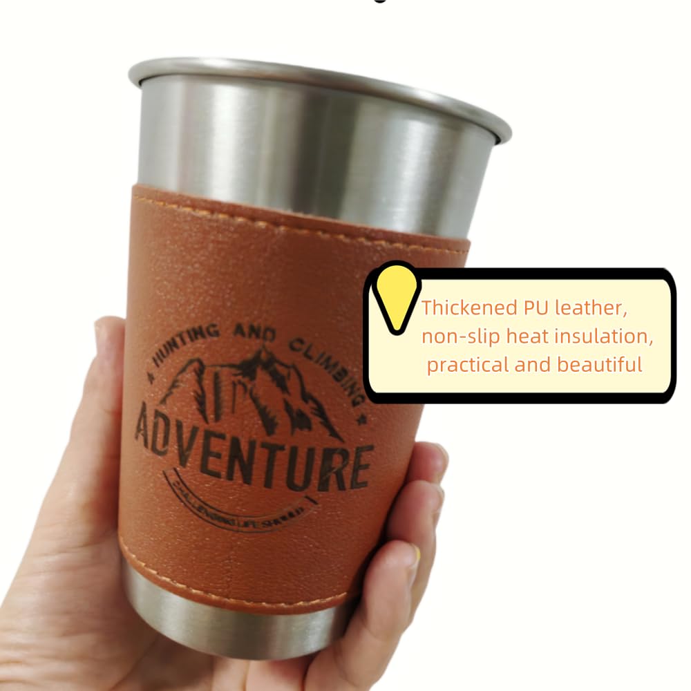 16oz Camping Cup Stainless Steel Cup Pint cup Perfect for Hiking, Fishing, Surfing, Party, Camping, Travel, and Outdoor Adventures - Durable and Portable for All Your Excursions