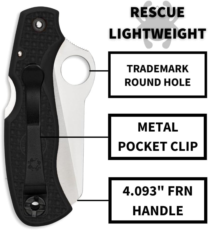 Byrd Cara Cara 2 Rescue Lightweight Knife with 3.88" Stainless Steel Sheepfoot Blade and High Performance Black FRN Handle - SpyderEdge - BY17SBK2