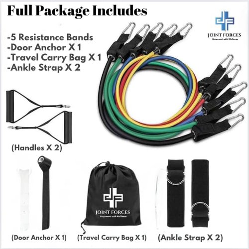 11-Piece Resistance Band Set for Home Workouts, Strength Training, Physical Therapy – Durable Exercise Tubing with Handles, Ankle Straps, Door Anchor, and Custom Workout Guide