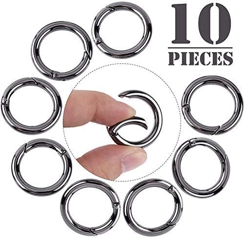 10 Pieces Carabiners Rings - Zinc Alloy Round Carabiner Loaded Gate Clips Spring Snap Hook Locking Carabiners Keychain Keyring Buckle