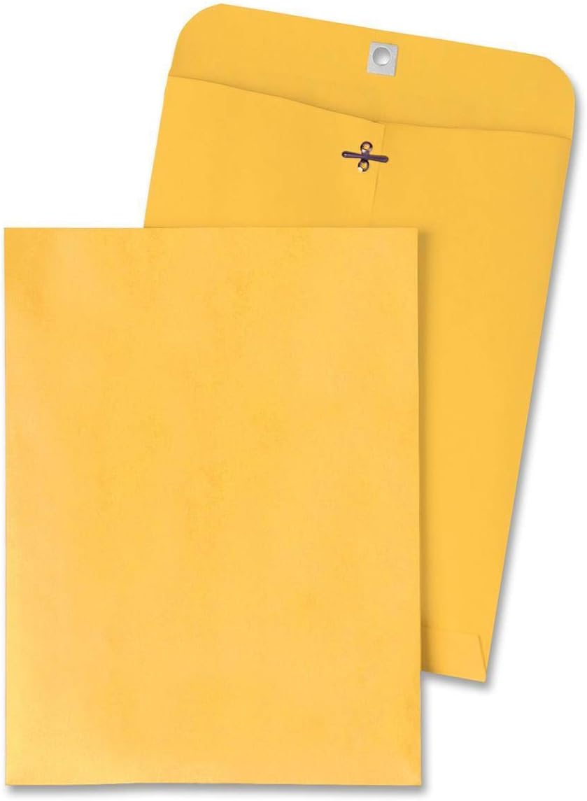 Quality Park 6 x 9 Clasp Envelopes, Clasp and Gummed Closures for Storing or Mailing, 28 lb Kraft Paper, 100 per Box (QUA37855)
