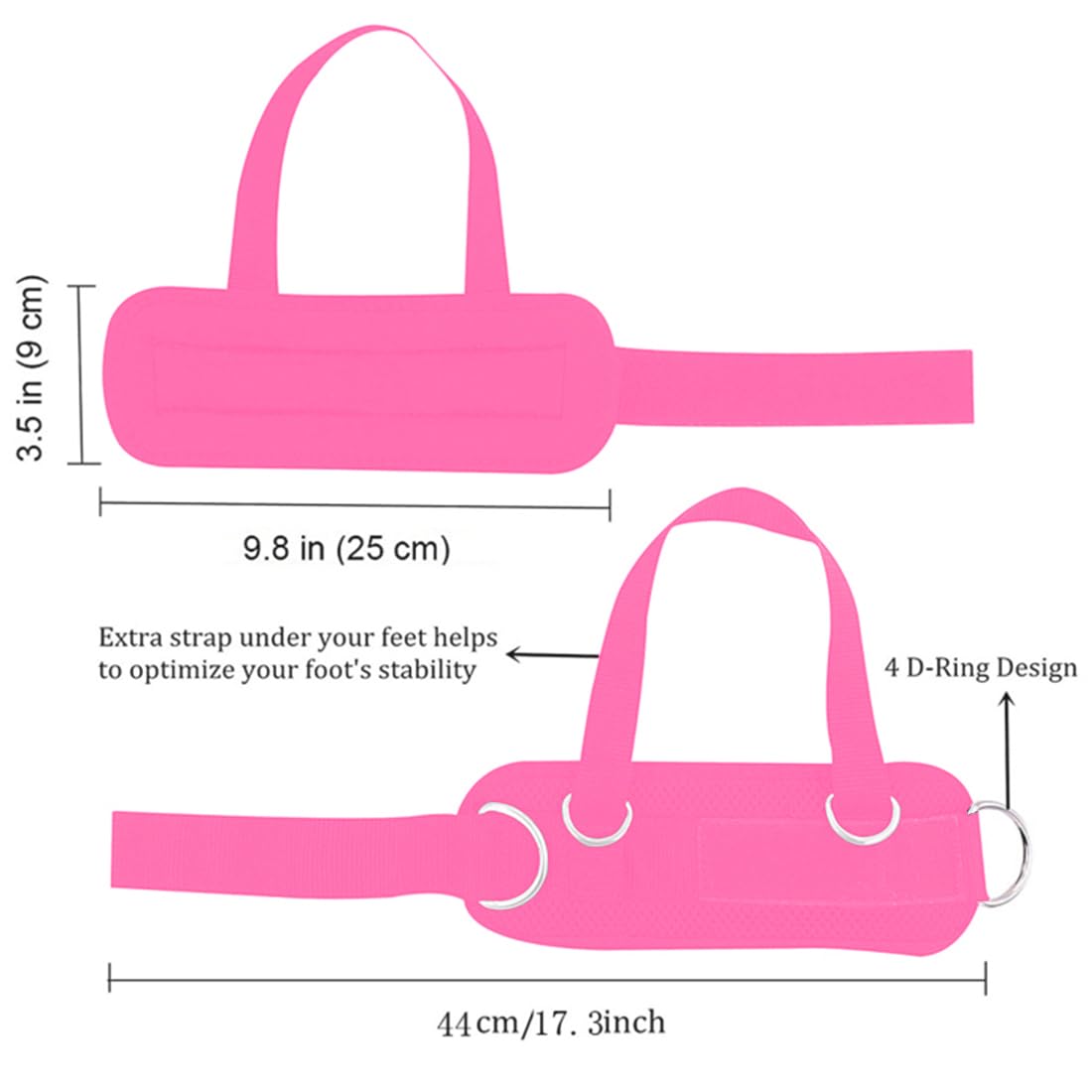 Ankle Straps Ankle Bands Wrist Cuffs Padded Straps Adjustable Fitness Glute Kickback D-Ring for Cable Machine with Extra Foot Heel Belts 1 Pair