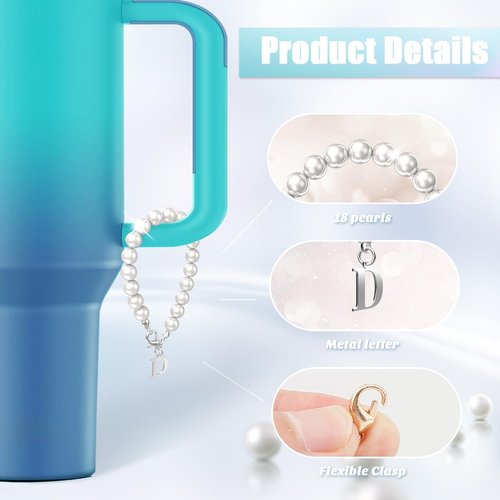 2PCS Stainless Steel Letter Charm Accessories for Stanley Cup, Initial Name ID Personalized Handle Charm for Stanley Tumbler,Yeti, Simple Modern Cups Handle(Letter D)