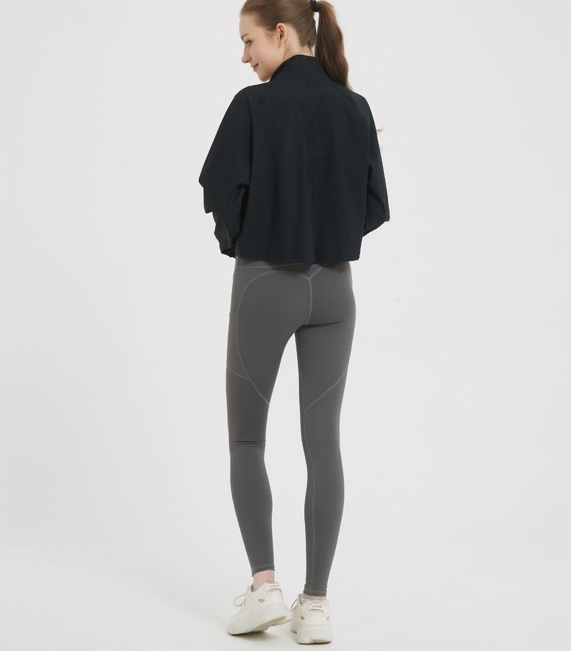 happlan Women's UPF 50+ Sun Protection Athletic Running Gym Yoga Long Sleeve Cropped Zip Up Workout Shirt Track Jacket