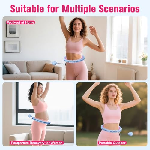 Fit Hoop Weighted Waist Circle, 32 Detachable Parts & 65-Inch Plus-Size Fit, Weight Loss Fitness Gear, Quiet Home Workout Tool