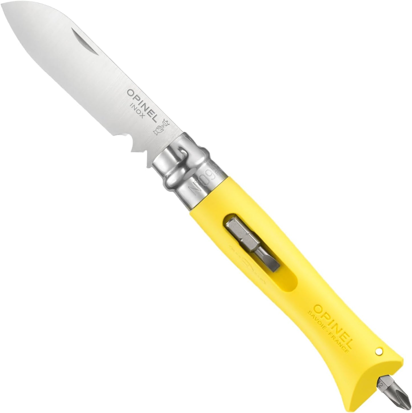 Opinel No.09 DIY - Stainless Steel Folding Pocket Knife and Multi-Tool, Wire Stripper, Screwdriver, Made in France