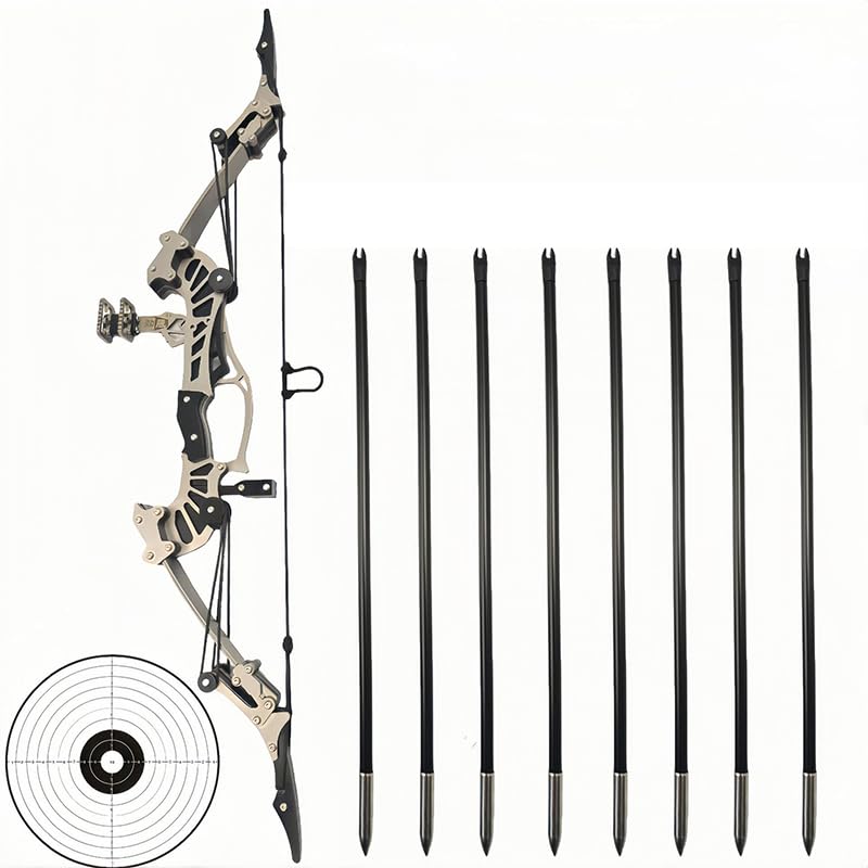 16" Compound Bow and Arrow Set 16lbs, Right/Left Handed for Target Shooting Hunting Games Archery Bow Set Gift