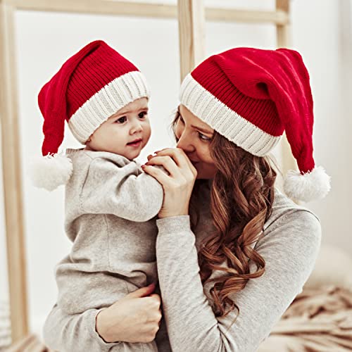 Women's Santa's Knit Beanie - Holiday Winter Hat, Soft Family Matching Xmas Gift - Adult