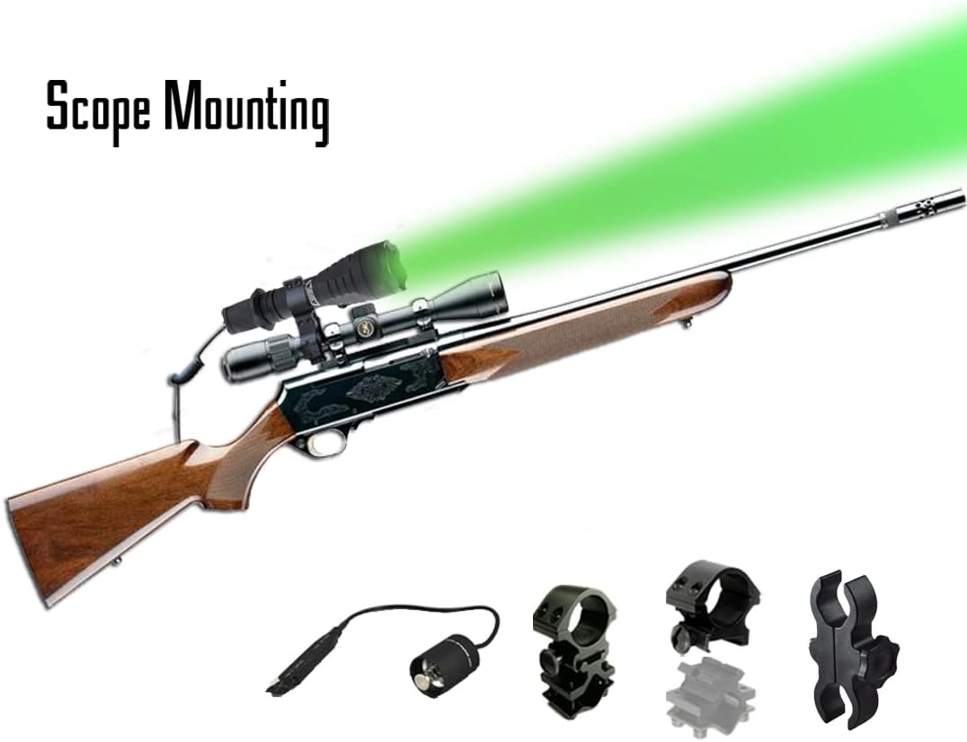 ORION H30-G Green Predator Premium 273 Yards Rechargeable Hog Hunting Light with Scope Mount, Rail Mount, Barrel Mount, Remote Pressure Switch & Charger Kit