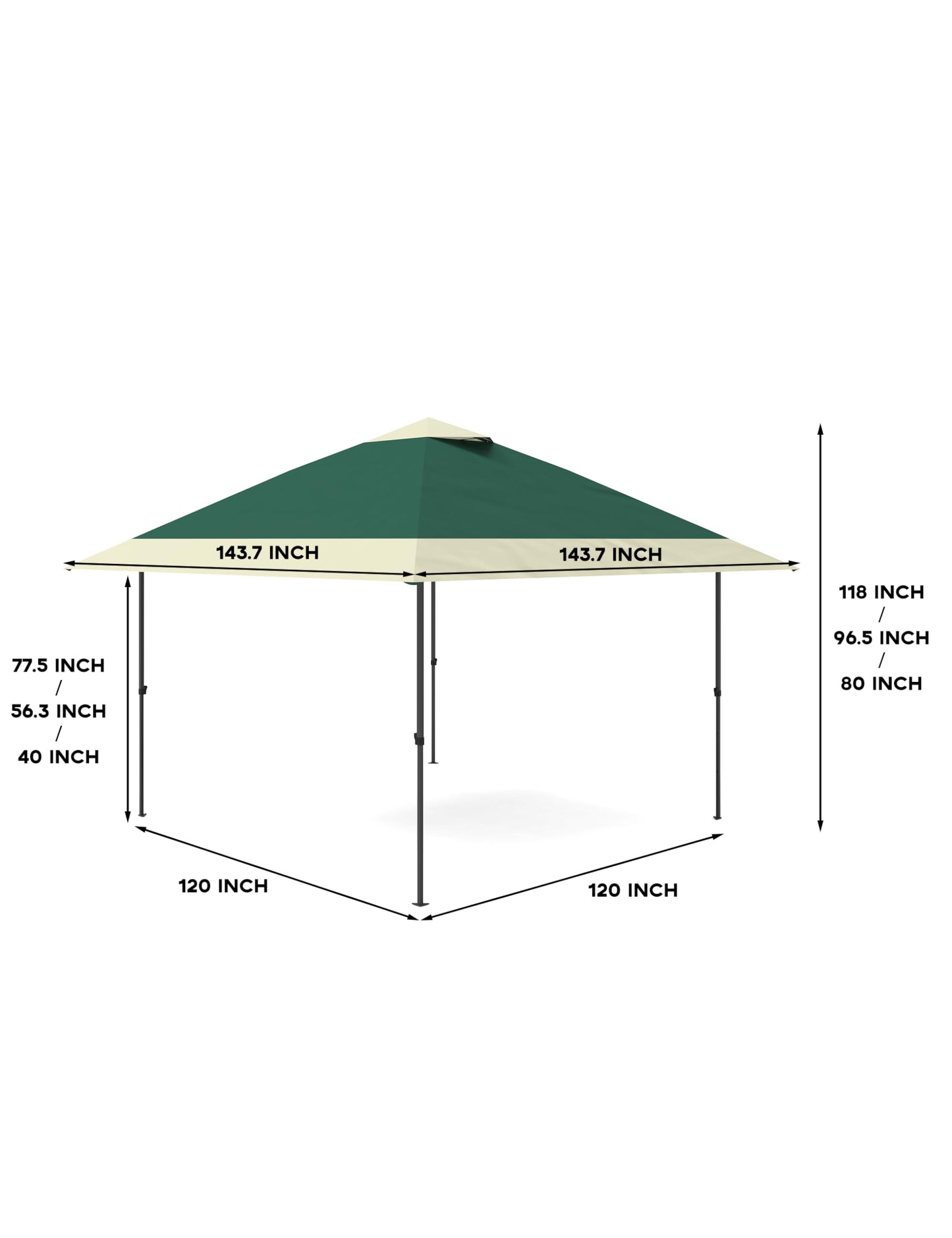 12' x 12' Outdoor Gazebo, Heavy Duty Double Roof Patio Gazebo with Netting and Curtains, Outdoor Patio Canopy for Deck Backyard Garden Lawns, Dark Green & Gray