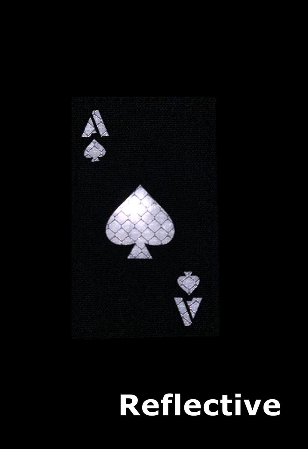 2x3.5 Infrared IR Ace of Spades Death Dead Card Patches Tactical Vest Patch Hook-Fastener Backing (Reflective Black-White)