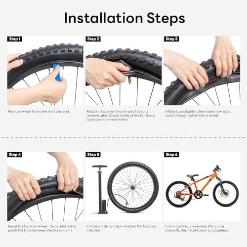 Heavy Duty 24x1.75/2.25 Bike Tube AV32mm Schrader Valve 45/57-507 Inner Tube 24 Inch Compatible with 24 x 1.75 24x1.90 24x1.95 24x2.0 24x2.10 24x2.125 24x2.25 Bike Bicycle Tire Tube 1PC/2PCS