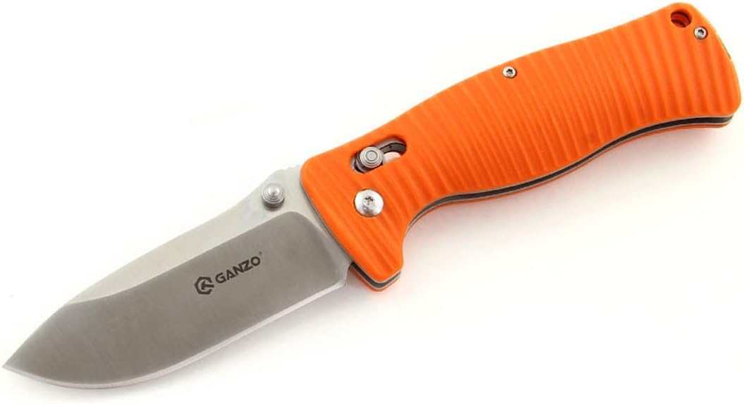 Ganzo G720-GR Tactical Folding Knife Window Breaker 440C Blade Army Green G10 Handle w/Paper Box & Draw String Bag G720