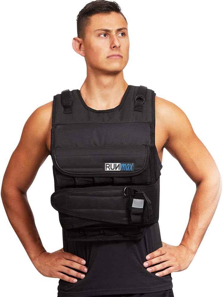 RUNmax 20LBS - 150LBS Adjustable Weighted Vest Wtih Shoulder Pads Option for Men and Women