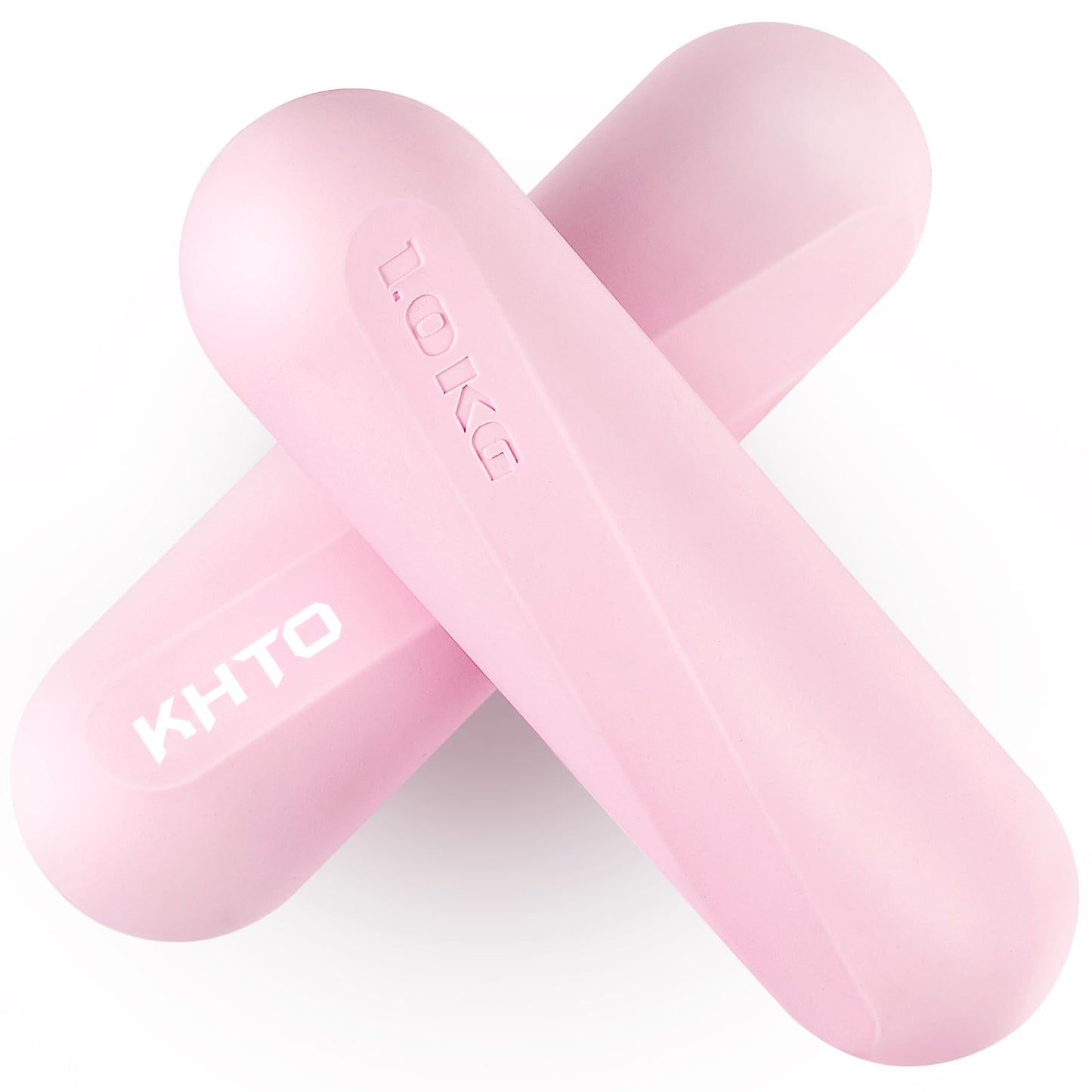 KHTO Food Grade Silicone Dumbbell Weight Bars for Women, Pink (2.2 LB | 4.4 LB Pair), Non-Slip Hex Sides Dumbbell Set for Home Gym Workout, Walking, Yoga, Dance, Barre, Pilates