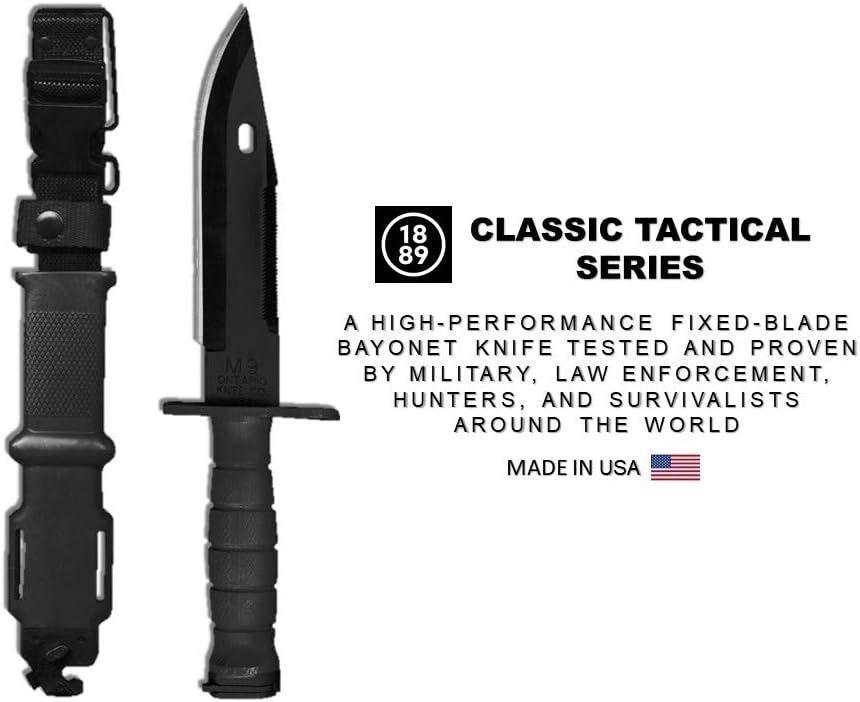 Ontario Knife Company, M9 Bayonet and Scabbard, Black , Overall Length: 12.25"