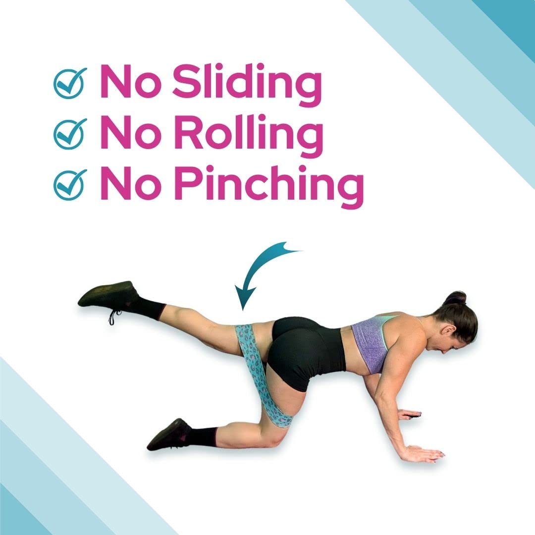 Fabric Resistance Band, Exercise Band with Non-Slip Design for Legs and Glutes, Single Medium Intensity Workout Band for Women, Booty and Fitness Band (Blue/Pink Leopard)