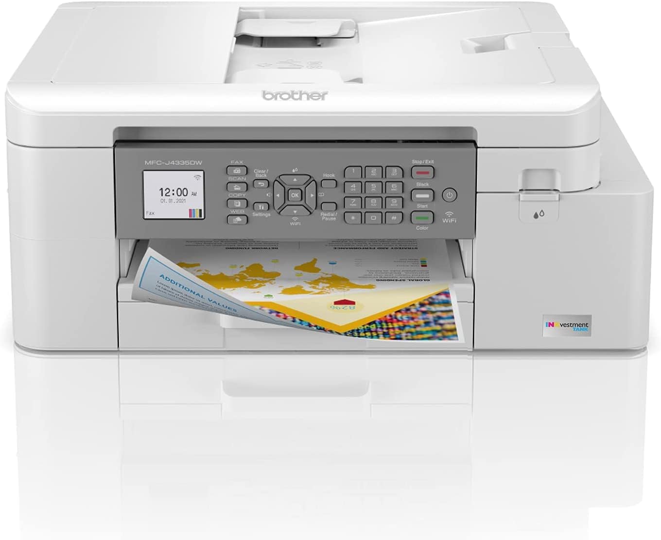 Brother MFC-J4335DW INKvestment Tank Wireless All-in-One Color Inkjet Printer, Up to 1-Year of Ink in-Box, Duplex Printing, Mobile and Cloud Print, Works with Alexa