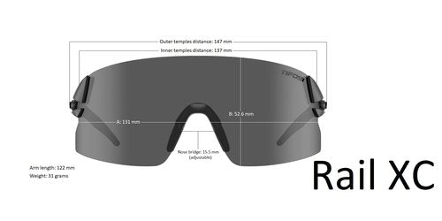 Tifosi Rail XC Shield Sunglasses (Crystal Clear w/Clarion Blue Fototec) - Ideal Cycling (Road & Gravel), Baseball, Softball