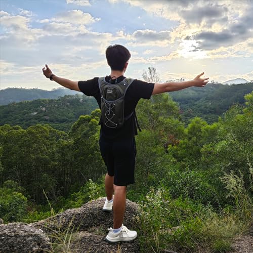 Hydration Backpack, Water Buffalo Hydration Backpack with 2L Water Bladder, Water Pack Backpack for Outdoor Sports of Running Hiking Camping Cycling Skiing for Women Men, Black
