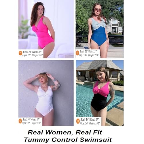 Holipick Women Tummy Control One Piece Swimsuit - Push Up Bathing Suit Full Coverage Slimming Swimwear