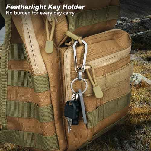 Titanium Carabiner Keychain Clip with Key Ring, 2 Inch Small Heavy Duty Key Clip, Belt Clip for Keys