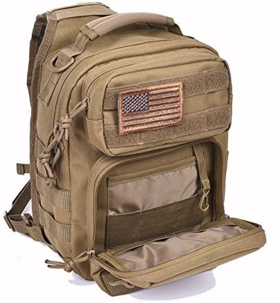 REEBOW GEAR Tactical Sling Bag Pack Military Rover Shoulder Sling Backpack Molle Assault Range Bag Everyday Carry Diaper Bag Day Pack Small Tan