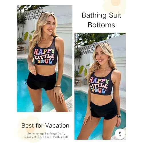 AI'MAGE Womens 3" Swim Board Shorts High Waisted Bathing Suit Bottoms Boy Shorts Adjustable Ruched Side Bikini Shorts S-XXL