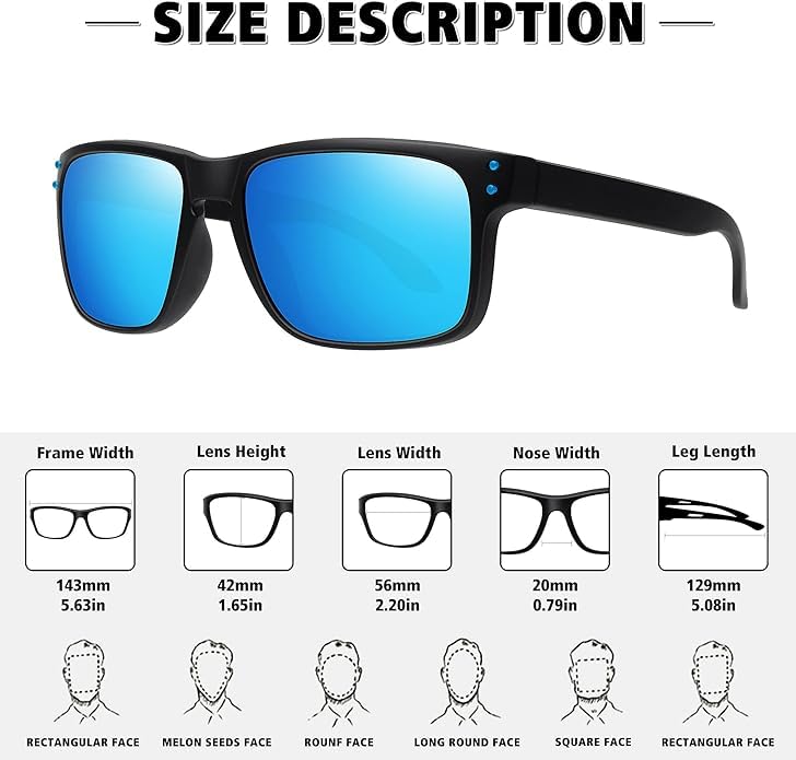 Lengnuantazhi 4 Pack Polarized Sunglasses for Men Women Sports Driving Fishing Glasses UV400 Protection, Black+red+blue+green