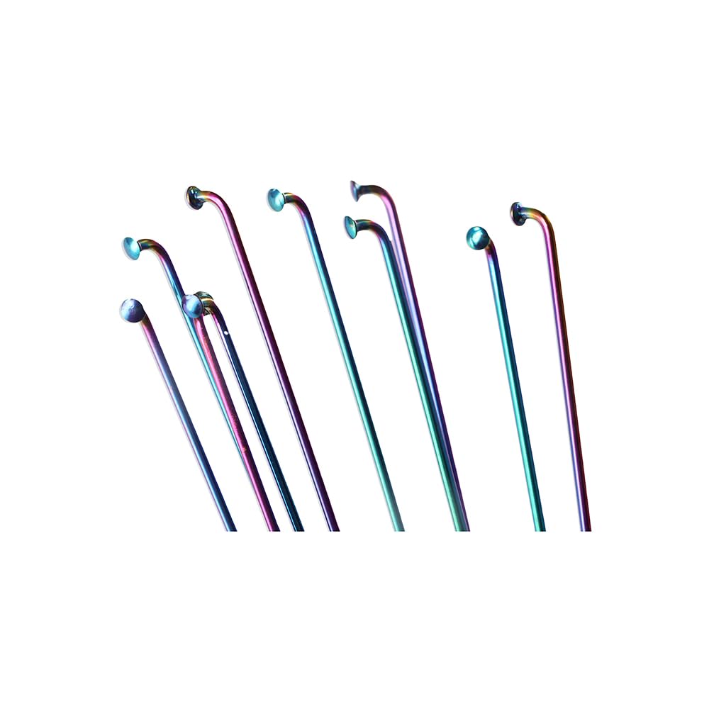 10 Pcs Bicycle Stainless Steel Spoke 291mm/11.4inch Mountain Bike/Road Bike 14G Rainbow Spoke 12mm Spoke Cap Suitable for Most Bikes