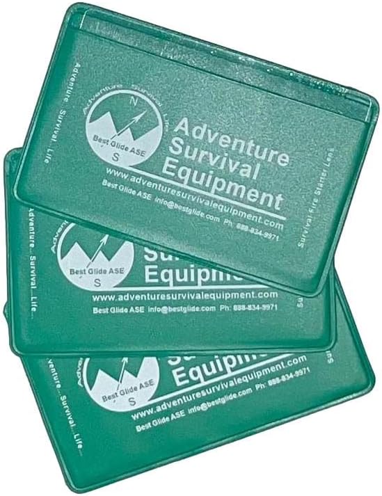 Credit Card Size Fresnel Lens Fire Starter and Magnifier Lenses (3 Pack - Green)