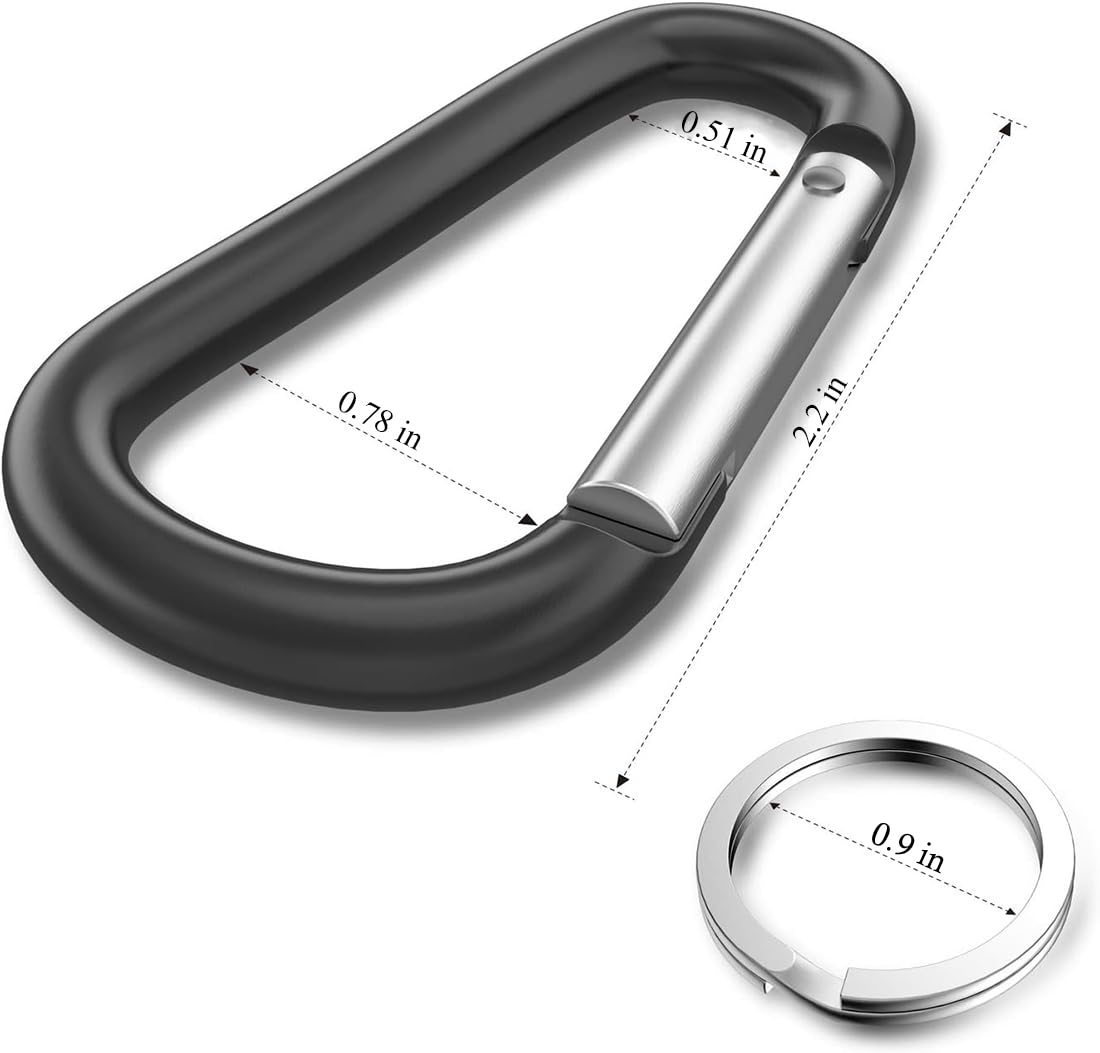 12PCS Carabiner Clip - 2.2" Aluminum Carabiner D Ring Shape,Key Chain Clip Hook,Keychain Clip,Multipurpose for Camping, Hiking,Backpacking or Other Outdoor Activities,Multicolor.