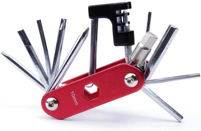 WOTOW Bike Repair Tool Kit & Bike Saddle Bag, 14 in 1 Bike Chain Tool Hex Key Wrench Maintain Accessories Multitool Set with Portable Under Seat Bag for Road Mountain Commuter Bicycle