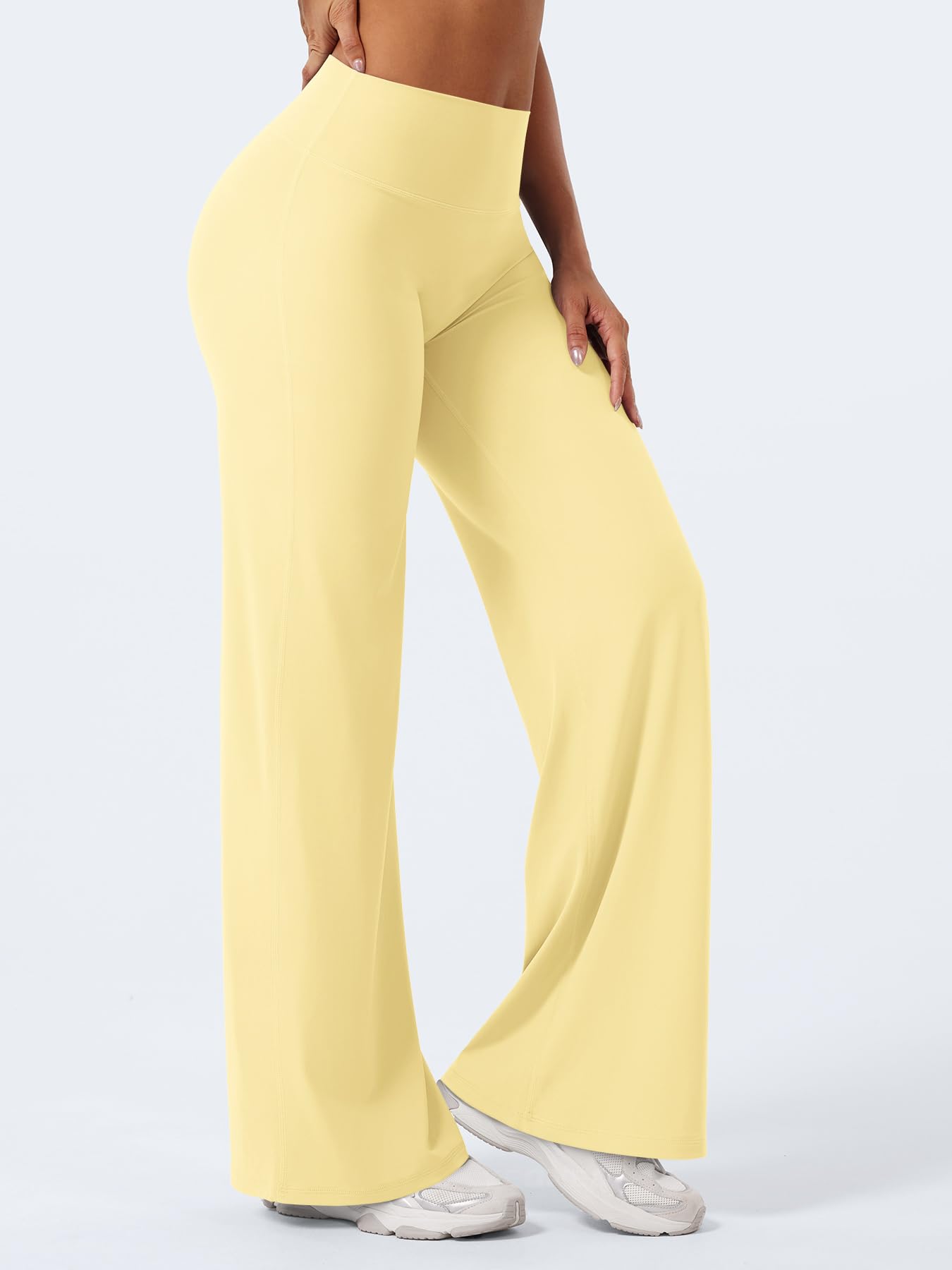 YEOREO Workout Leggings Womens No Front Seam Straight Leggings 31.5" High Waist Buttery Eddiy Gym Yoga Pants Butter Yellow XXS
