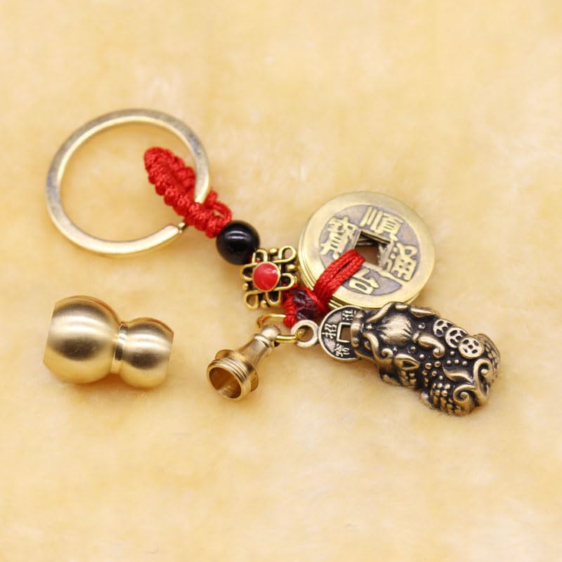 Opexicos 3Pcs Brass Pixiu Gourd Praying Key Chain