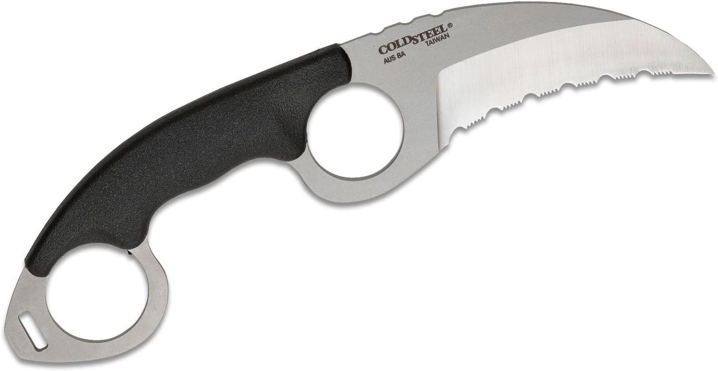 Cold Steel Double Agent Durable Lightweight Japanese AUS8A Steel Karambit Shape 3" Fixed Blade Tactical Outdoor Hunting Knife, Kray-Ex Handle, Secure-Ex Sheath