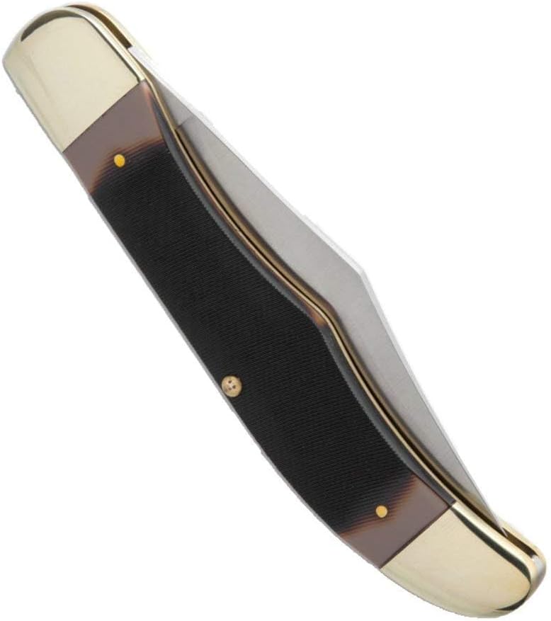 Old Timer 125OT Mustang 9.3in Traditional Folding Pocket Knife with 1 High Carbon Stainless Steel Blade, Ergonomic Sawcut Handle, and Leather Sheath for EDC, Hunting, Camping, Whittling, and Outdoors
