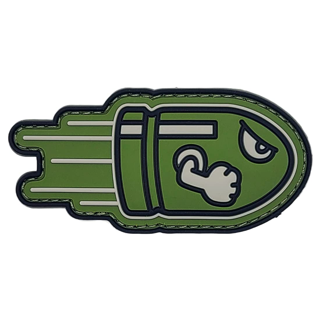 Angry Flying Bullet PVC Rubber Morale Patch - 3 X 1.5 Inch Hook Fastener Backing P190