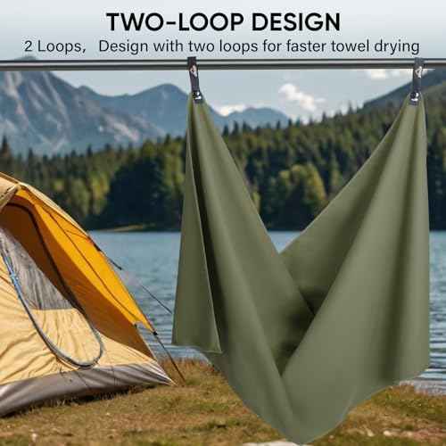 APEXUP Microfiber Travel Towel, Ultra Absorbent Quick Dry Towels, Lightweight Gym Sports Camping Towel for Workout, Yoga, Beach, Shower, Swimming (24"¡¿12", Army Green)
