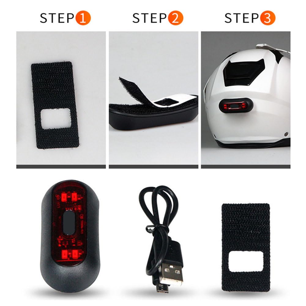 TOTMOX Motorcycle Helmet Light LED Helmet Light Universal Bike Rear Red Helmet Light Warning Tail Light for Night Riding with USB Rechargeable Battery