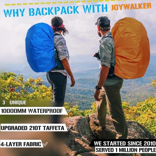 Joy Walker Waterproof Backpack Rain Cover, 12000mm Ultra-Waterproof, Upgraded Ultra-Strong Multilayers, Antislip Buckle Strap