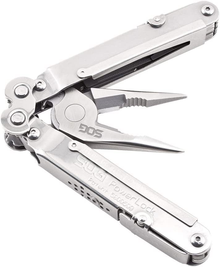 SOG PowerLock Multi-Tool- Compound Leverage Technology with EOD Crimper Device, 420 Stainless Steel Body, 18 Lightweight Specialty Tools (B61N-CP) , Black