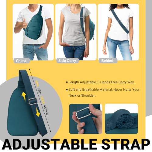 Crossbody Bags for Women, Sling Bag for Men, Small Hiking Backpack Anti Theft Lightweight for Outdoors Travel £¨M, Teal Blue£©