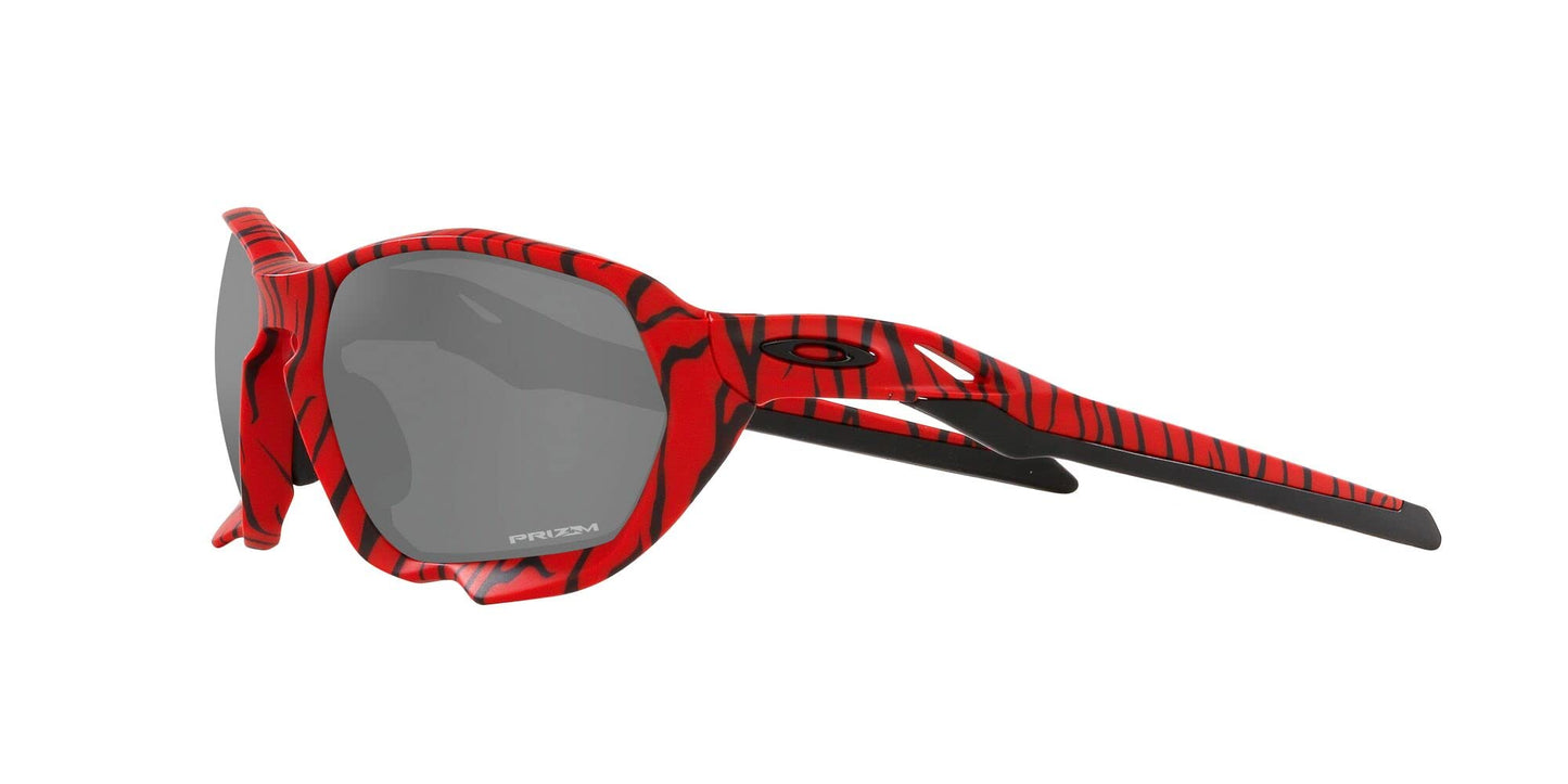 Oakley Men's OO9019A Plazma Low Bridge Fit Rectangular Sunglasses, Red Tiger/Prizm Black, 59 mm