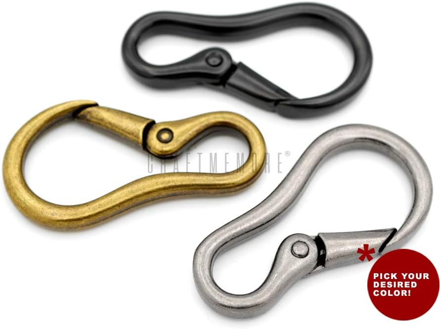 CRAFTMEMORE 2pcs 2 Inches Carabiner Spring Snap Hook Paracord Camping Keychain Accessories Push Gate Spring Clips HR8