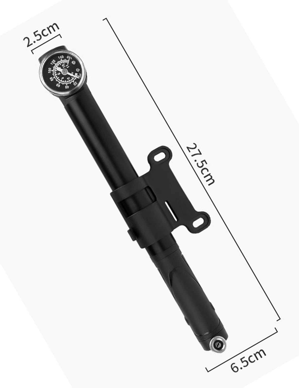 2 in 1 Portable Bicycle Tire Pump Shock Pump 160PSI 11Bar Bike Air Pump with Pressure Gauge Black