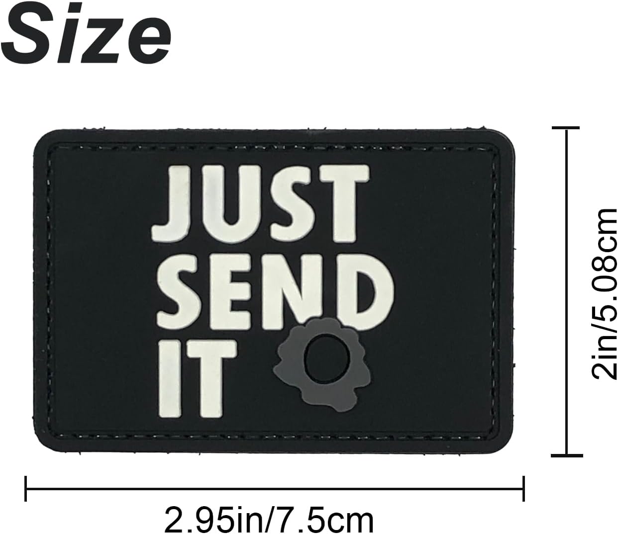 Just Send It Sniper Rubber Tactical Patch 2.95x2 inches with Hook Fastener Back for Hats Caps Clothing Vests Bags Backpacks (Tan)